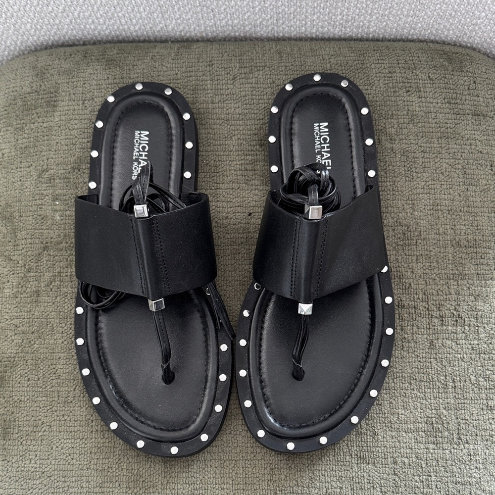 Michael Kors Black Sandals with Silver Studs